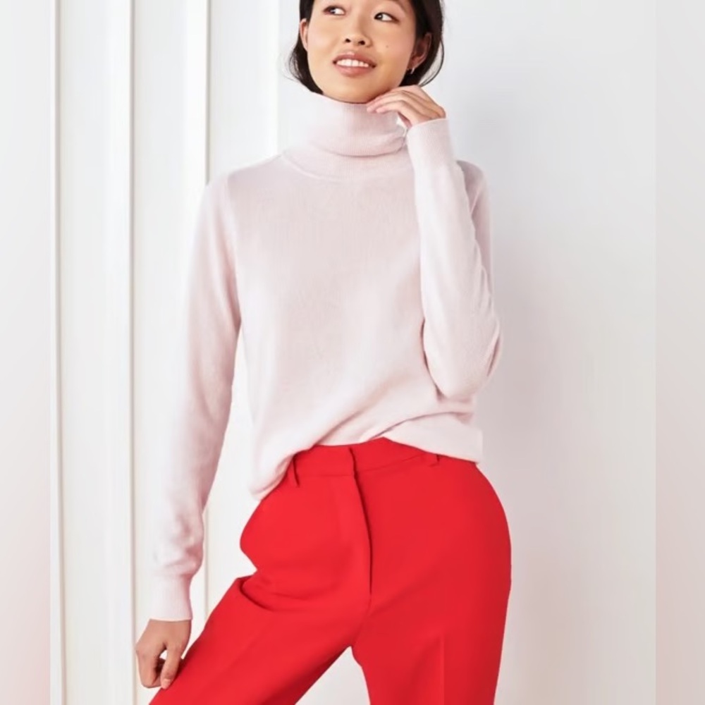 Quince Mongolian Cashmere Turtleneck Sweater minimal pink
